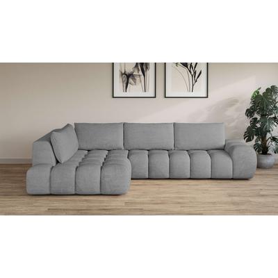 Ecksofa INOSIGN "AZITA klein, L-Form, elegant und bequem Designsofa", grau (hellgrau), B:296cm H:89cm T:176,5cm, 100% Polyester, Sofas, lose Rückenkissen, traumhafte Steppung, Maße B/T/H: 296/176,5/89 cm Image