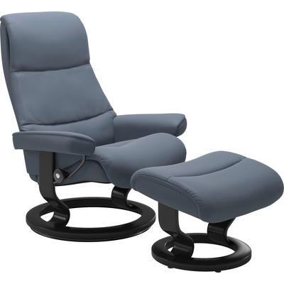 Relaxsessel STRESSLESS "View", blau (sparrow blau paloma), B:78cm H:105cm T:78cm, Leder BATICK: BATICK ist ein leicht korrigiertes, durchgefärbtes und genarbtes Möbelleder, bei dem die meisten Unebenheiten und Spuren in der Regel entfernt wurden.,... Image