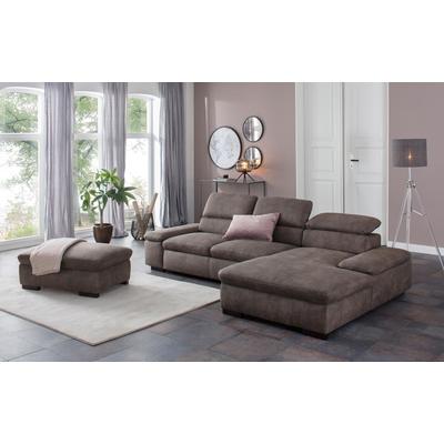 Ecksofa HOME AFFAIRE "Alberto L-Form", grau (anthrazit), B:286cm H:73cm T:174cm, 100% Polyester, Luxus-Microfaser ALTARA NUBUCK (100% Polyester), Luxus-Microfaser weich (90% Polyester, 10% Polyamid), Microfaser Antiklederoptik, Sofas, mit... Image