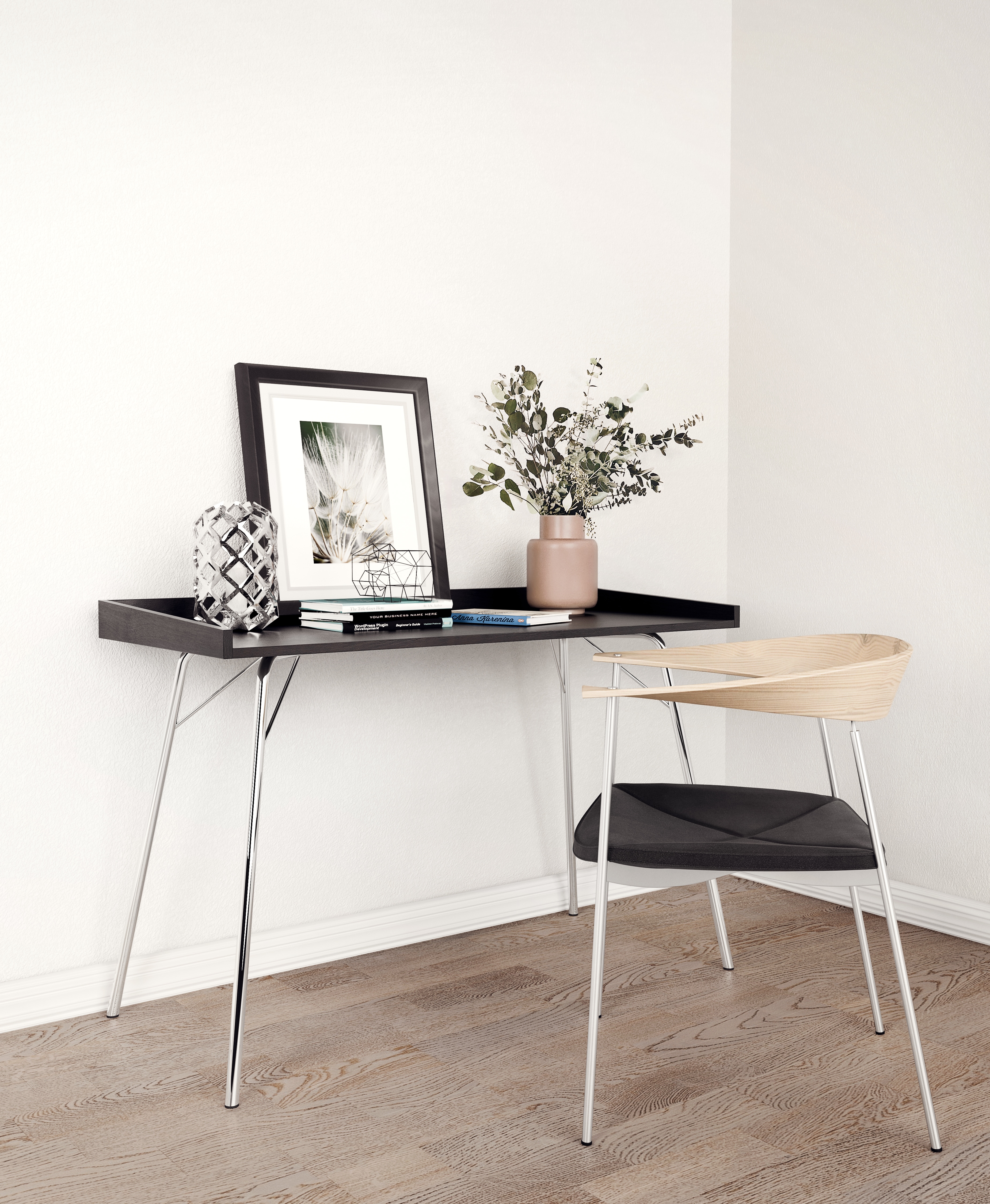 Schreibtisch WOODMAN, schwarz (schwarz, eiche), B:115cm H:78cm T:52cm, Tische, Schreibtisch, Holzfurnier aus Eiche, Breite 115 cm, FSC-zertifiziert