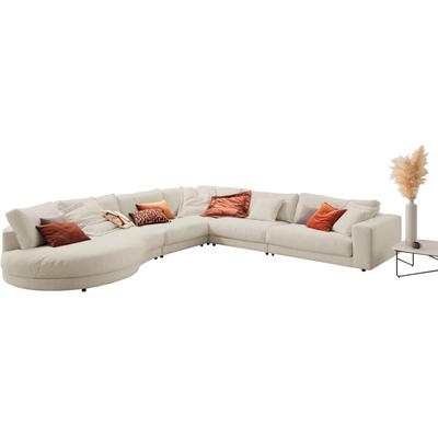 Ecksofa 3C CANDY "Enisa II, bequem und komfortabel, Mega Familiensofa, L-Form", beige (nature), B:395cm H:86cm T:225cm, 85% Polyester, 15% Viskose, Sofas, incl. 3 Flatterkissen, wahlweise mit Flecken-Schutz-Bezug Easy care Image
