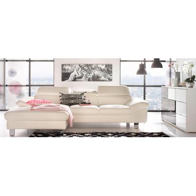 Polstergarnitur COTTA "Driver L-Form", weiß (altweiß), B:268cm, Sitzmöbel-Sets, Set bestehend aus: Ecksofa mit Kopfteilverstellung & Hocker Image