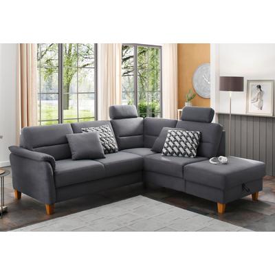 Ecksofa HOME AFFAIRE "Palmera L-Form", grau, B:236cm H:89cm T:212cm, 100% Polyester, Struktur (100% Polyester), Luxus-Microfaser in Lederoptik (100% Polyester), Sofas, Federkern, wahlweise mit Bettfunktion und mit/ohne Stauraum Image