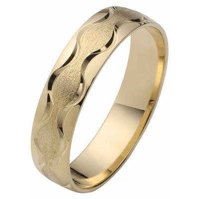 Trauring FIRETTI "Schmuck Geschenk Gold 375 Hochzeit Ehering "LIEBE" Welle" Gr. 21, gold (gelbgoldfarben), Fingerringe, 21, ohne Brillant, Gelbgold 375, 5mm, Made in Germany, wahlweise mit oder ohne Brillant Image