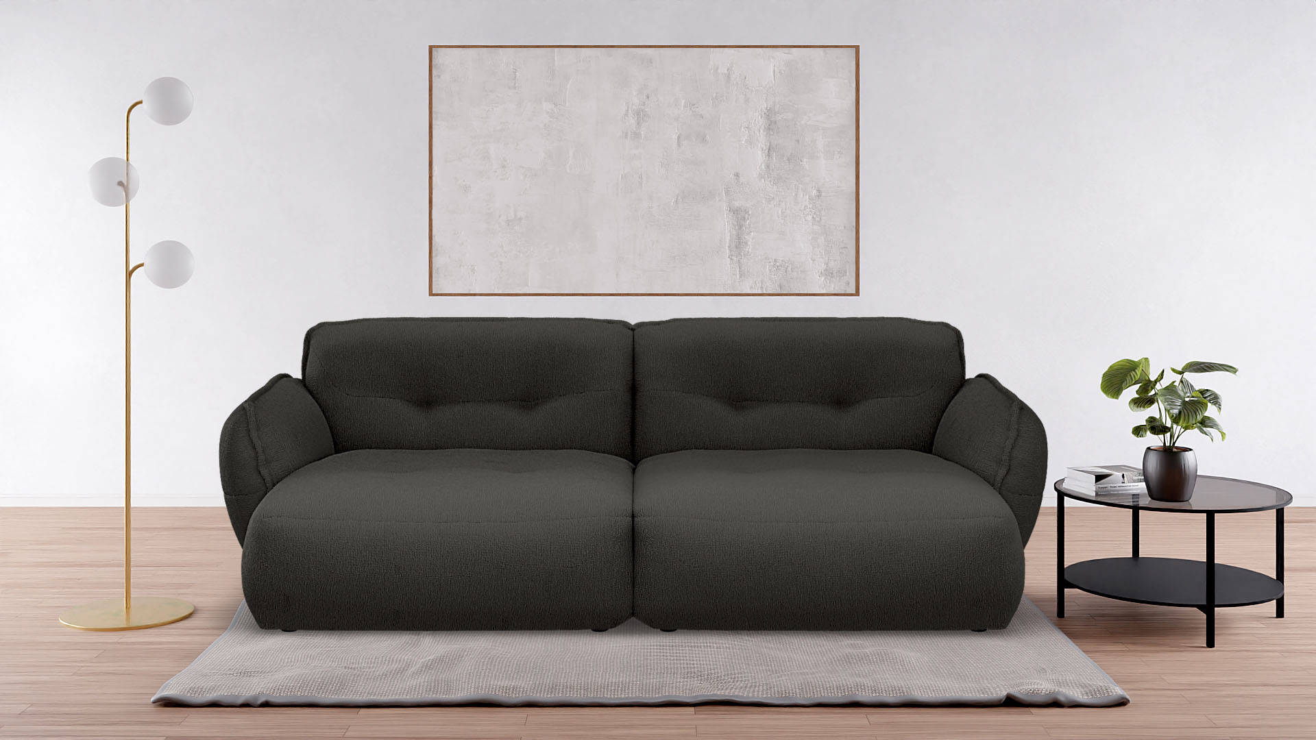 Big-Sofa BETYPE "Be Fluffy moderner Love Seat, XXL Sofa, Lese-Sessel, Mega Sofa", grau (anthracit), B:285cm H:87cm T:184cm, 100% Polyester, Sofas, Big-Sofa, Softes Sitzgefühl, moderne Kedernaht, hochwertiger Bezug