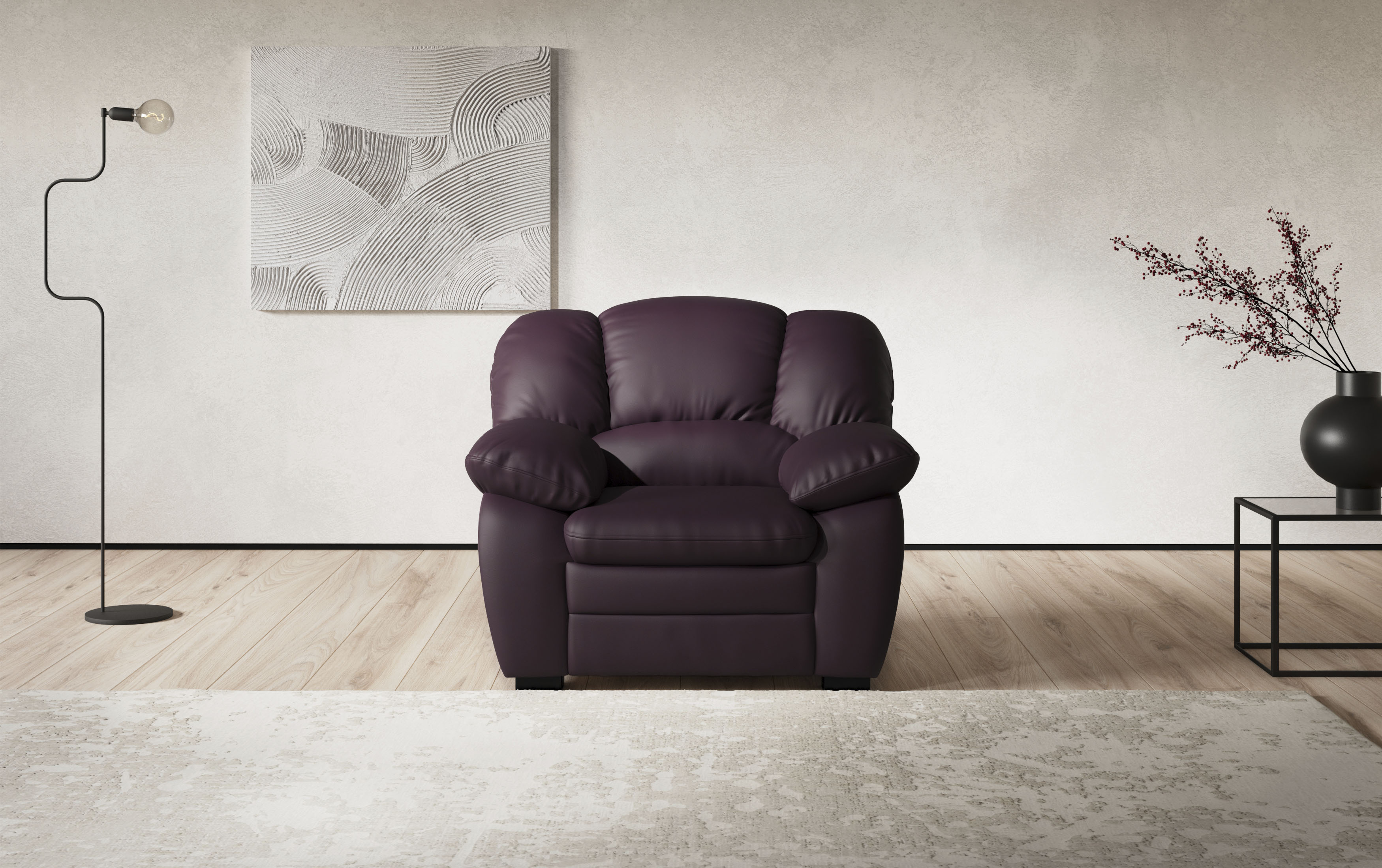 Sessel COTTA "Casino", braun, B:109cm H:88cm T:92cm, SOFTLUX-Kunstleder;Luxus-Microfaser (100% Polyester);Luxus-Kunstleder;NaturLEDER, echtes Rindsleder, Sessel, Polstergarnitur, auch als Set erhältlich