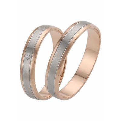 Trauring FIRETTI "Schmuck Geschenk Gold 375 Hochzeit Ehering "LIEBE" Gr. 21, rosa (roségoldfarben, weißgoldfarben), Fingerringe, 21, ohne Brillant, Roségold 375, 4mm, Rosu00e9gold 375, Made in Germany, wahlweise mit oder ohne Brillant Image