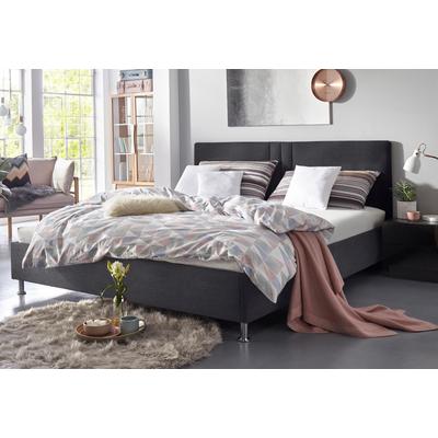 Polsterbett "Elba", grau (anthrazit), B:210cm L:210cm, Bezug Bett: Microfaser (100% Polyester) oder Strukturstoff (77% Polyester, 23% Viskose), Bonnell-Federkernmatratze: 51% Polypropylen, 39% Polyester und 10% Baumwolle, Kaltschaummatratze: 100%... Image