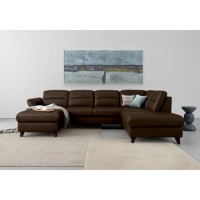 Wohnlandschaft SIT & MORE "Mellum U-Form", braun (mocca), B:306cm H:87cm T:212cm, 100% Polyester, Sofas, Federkern, wahlweise mit Bettfunktion, Stauraum und Armteilfunktion Image