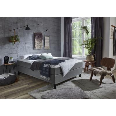 Boxbett "Happy", grau, B:120cm L:200cm, Bettgestell und seitliche Einfassung der Matratzen: Strukturstoff, 100% Polyester, Spiegelfläche der Matratze: 100% Polyester, Topper: 100% Polyurethan, Bezug (100% Polyester), Bezug Kopfkissen und Steppdecke:... Image