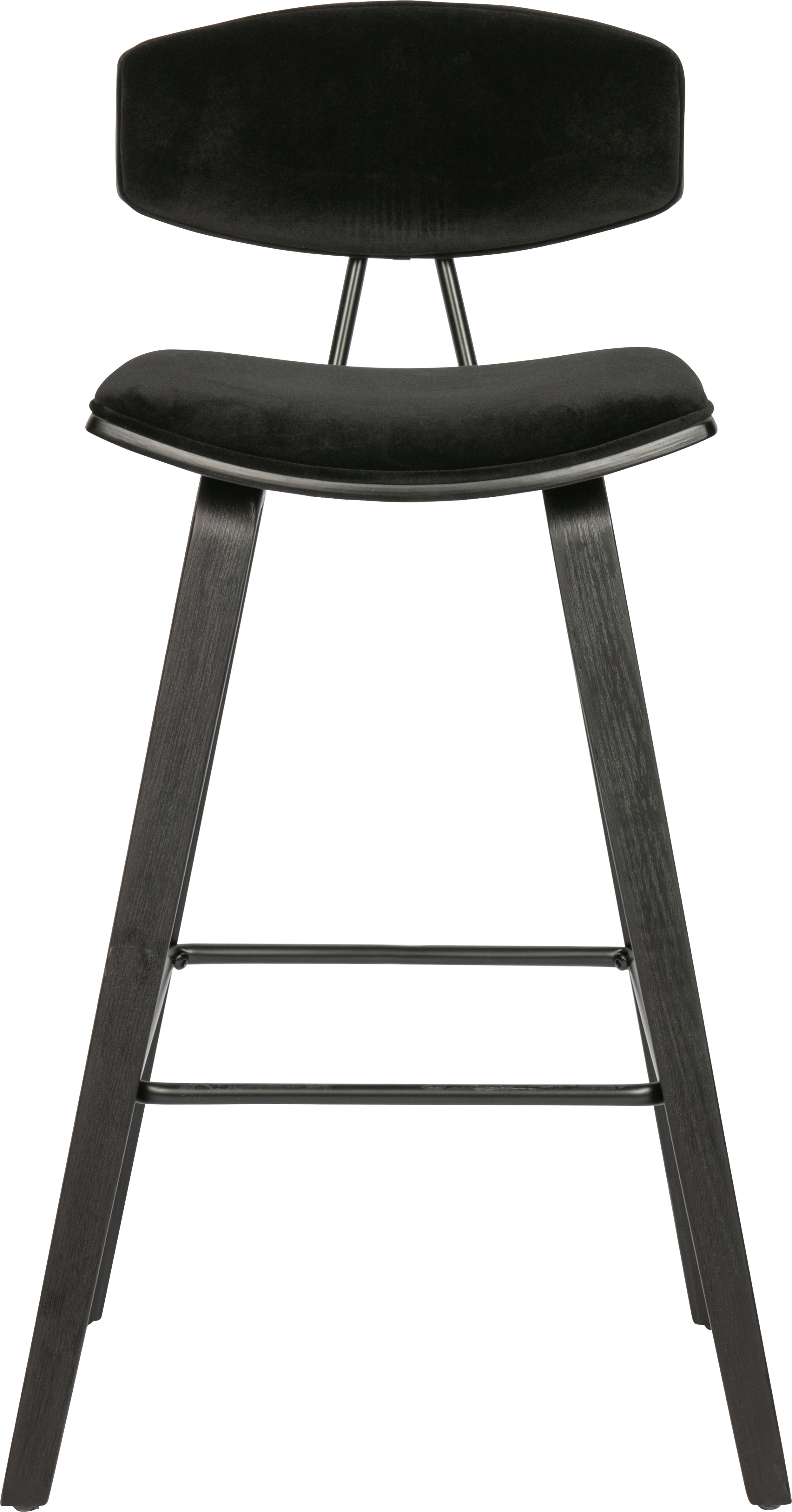 Barhocker WOOOD "Senn", schwarz, B:42 H:91 T:48, Hocker, Sitzfläche aus Samt, H 94 cm x B 41 cm Image