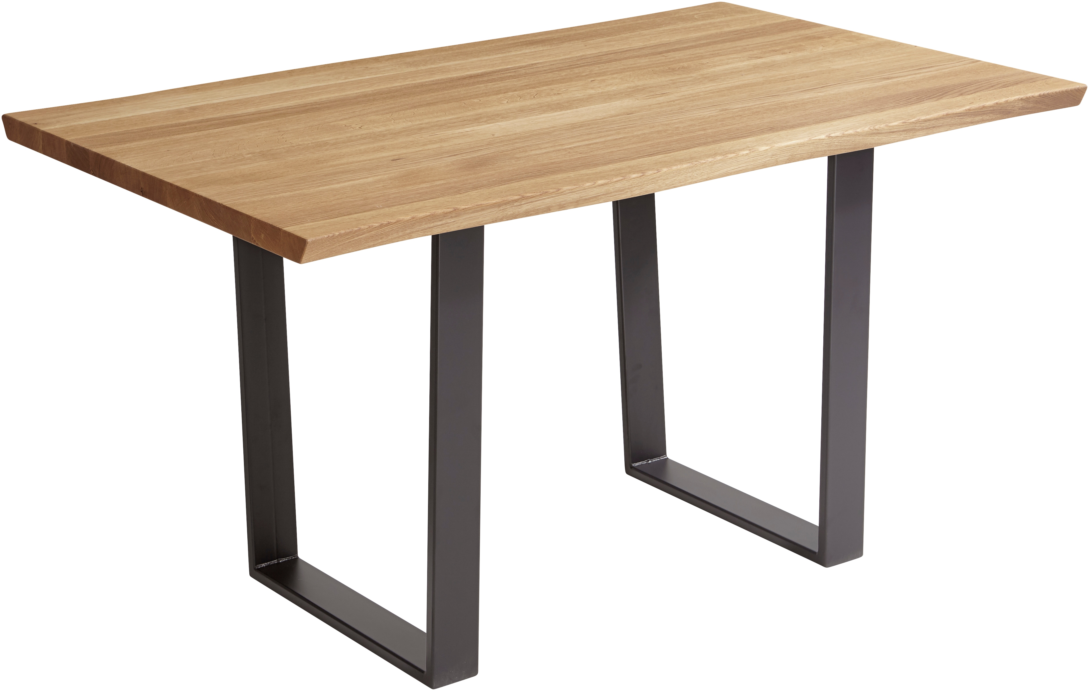 Esstisch MASSIVLINE & MORE "Oviedo 4, Kufentisch, Küchentisch, Tisch, Holztisch", braun (braun, schwarz, braun), B:200cm H:75cm T:100cm, Tische, mit Baumkante und massiver Platte, Maße: 200 x 100 cm