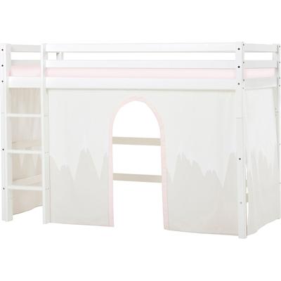 Hochbett HOPPEKIDS "Winter Wonderland» 90x200cm mit Vorhang & Matratze", weiß (weiß, rosa), B:101cm H:145cm L:208cm, Kiefer massiv, Hochbetten, FSC zert Massivholz, 10 Jahre Garantie auf Fertigungsfehler Image