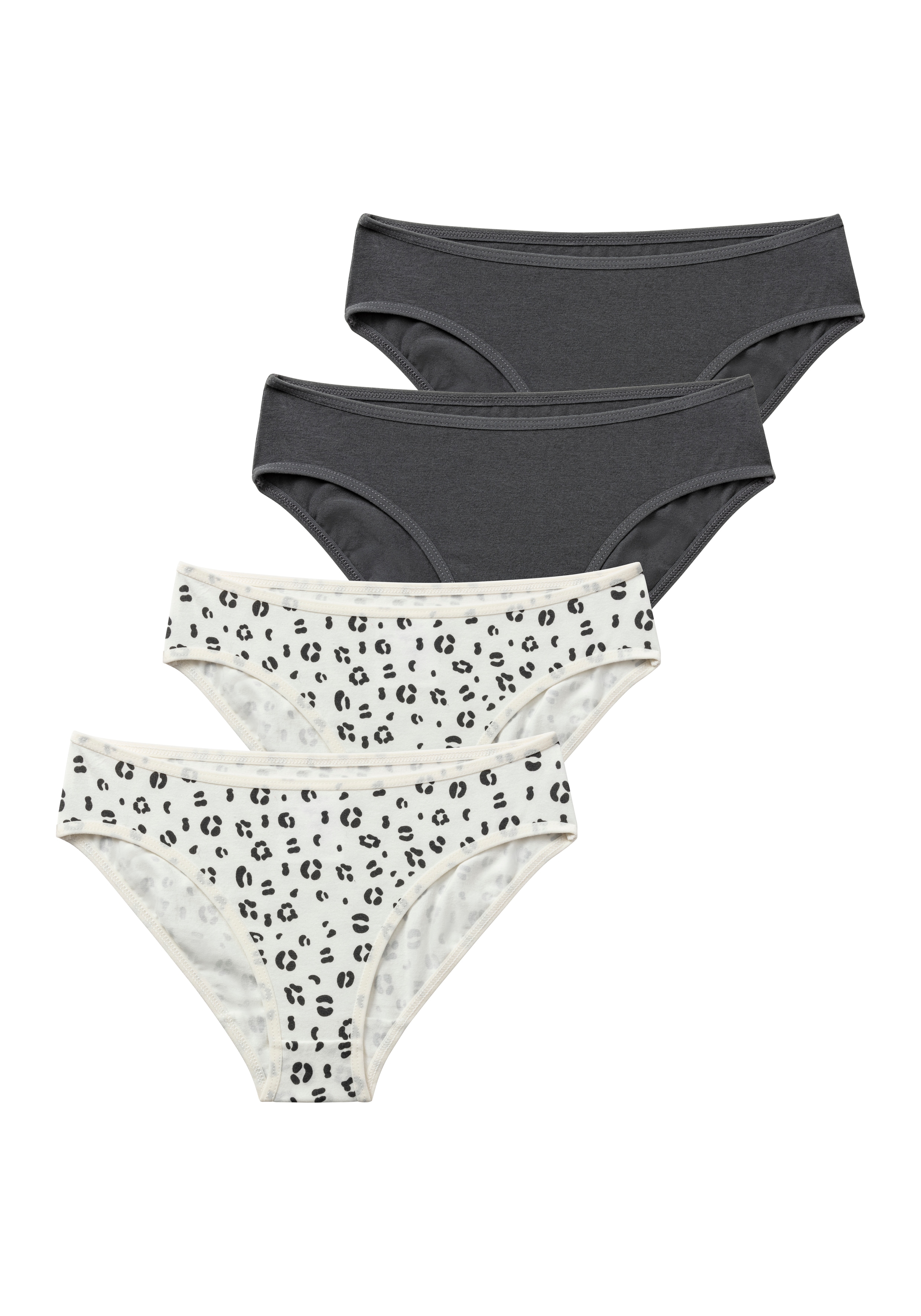 Slip BUFFALO, Kinder, Gr. 158/164, grau (grau, weiß), Jersey, Obermaterial: 92% Baumwolle, 8% Elasthan (LYCRA), animal-print, unifarben, körpernah, Unterhosen, mit schmalen Einfassungen Image