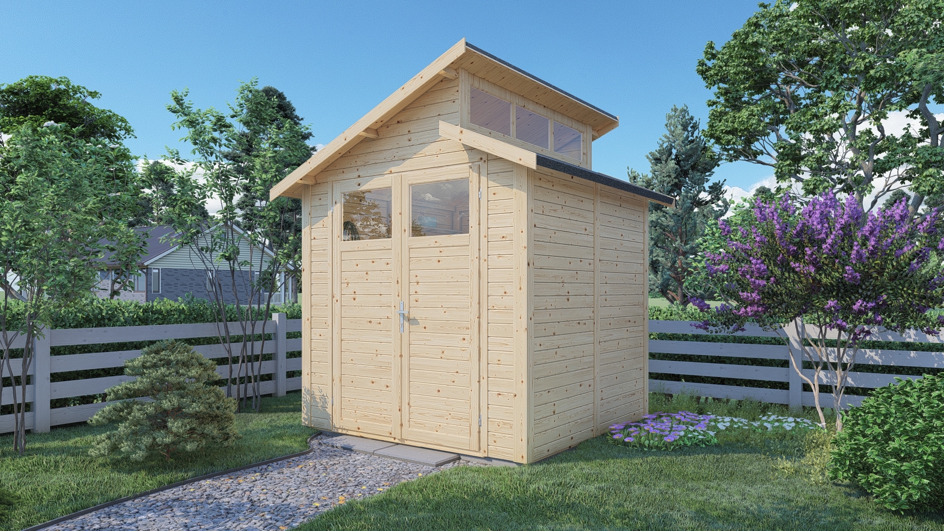 Gartenhaus BERTILO "Studio Basic, in verschiedenen Farben", beige (natural), Fußboden im Gartenhaus, ohne Dacheindeckung, Holzwerkstoff, Gartenhäuser Image