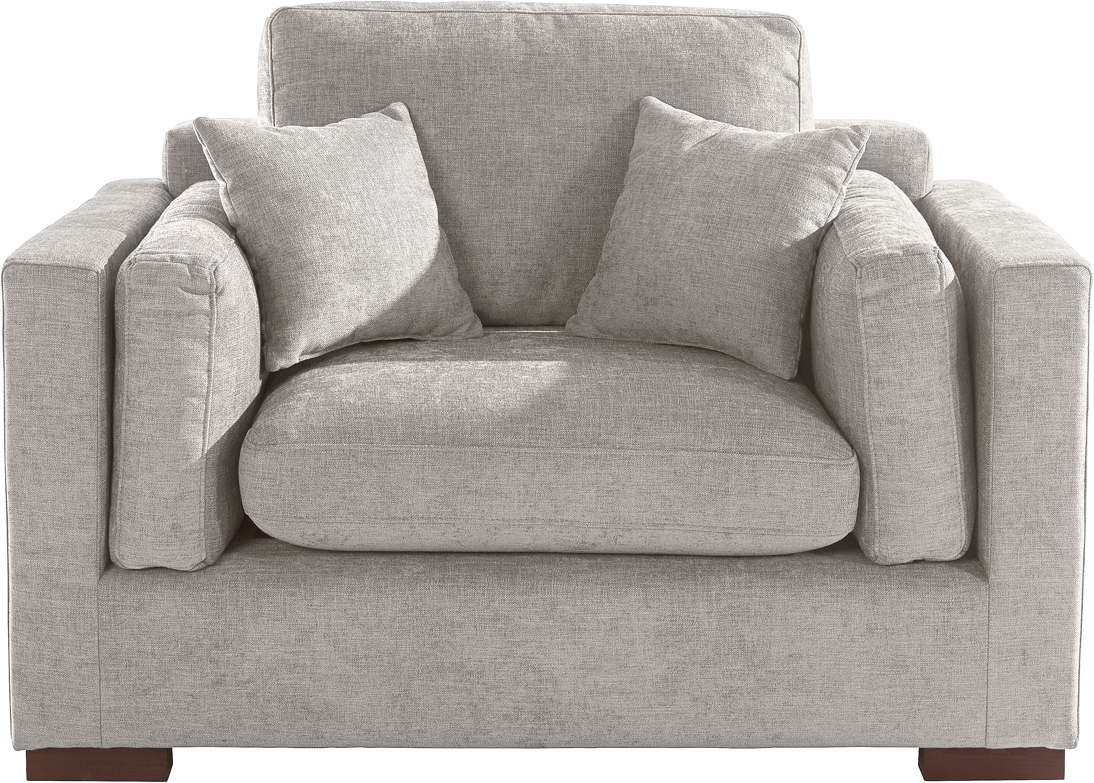 Loveseat HOME AFFAIRE "Fresh Pond Sessel", grau (hellgrau), B:140cm H:95cm T:96cm, 100% Polyester, Sessel, weicher Sitzkomfort, incl. Zierkissen, B/T/H: 140/96/95 cm