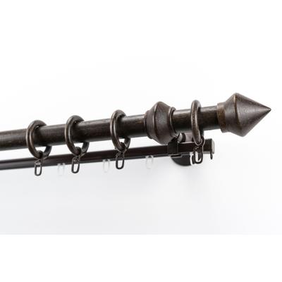 Gardinenstange GARESA "Palmo", braun (nussbaum), L:110cm Ø:28mm, Holzwerkstoff, Gardinenstangen, Vorhanggarnitur aus Holz, verlängerbar, mit Ringe/2 Lauf Gleiter Image
