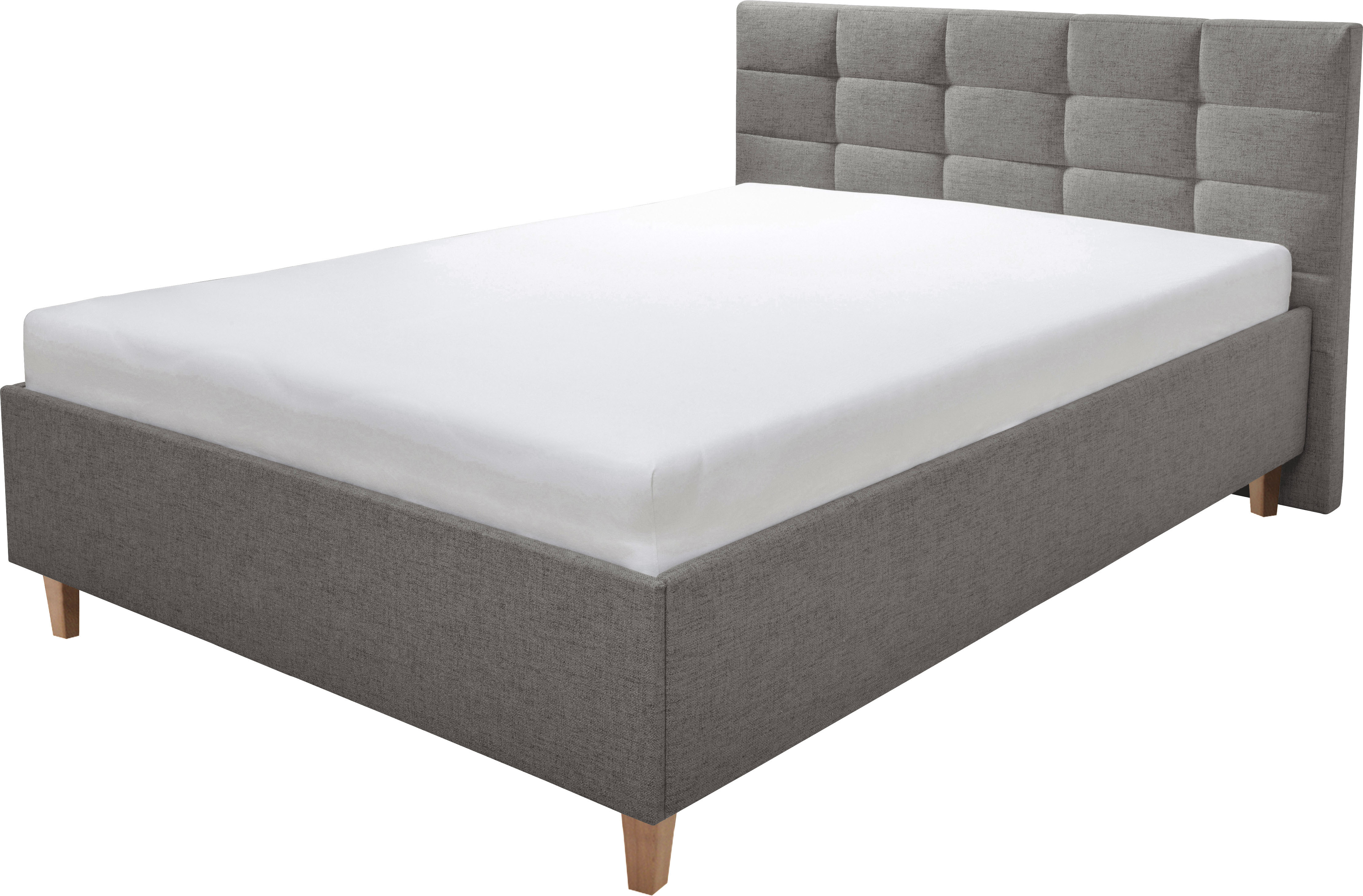 Polsterbett ALINA "Ricardo", grau (grau tta 19), B:196cm H:102cm L:213cm, Struktur TTA (100% Polyester), Betten, Füße in Buche natur