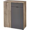 Schuhschrank INNOSTYLE "LINEA Schuhschrank, Schubkasten, 82x103x38cm (B/H/T)", cosmos grau, flagstaff oak umbra, B:82cm H:103cm T:38cm, Holzwerkstoff, MDF, Schränke, 2 Holztüren, Schubkasten, Soft-Close,ABS-Schutzkanten