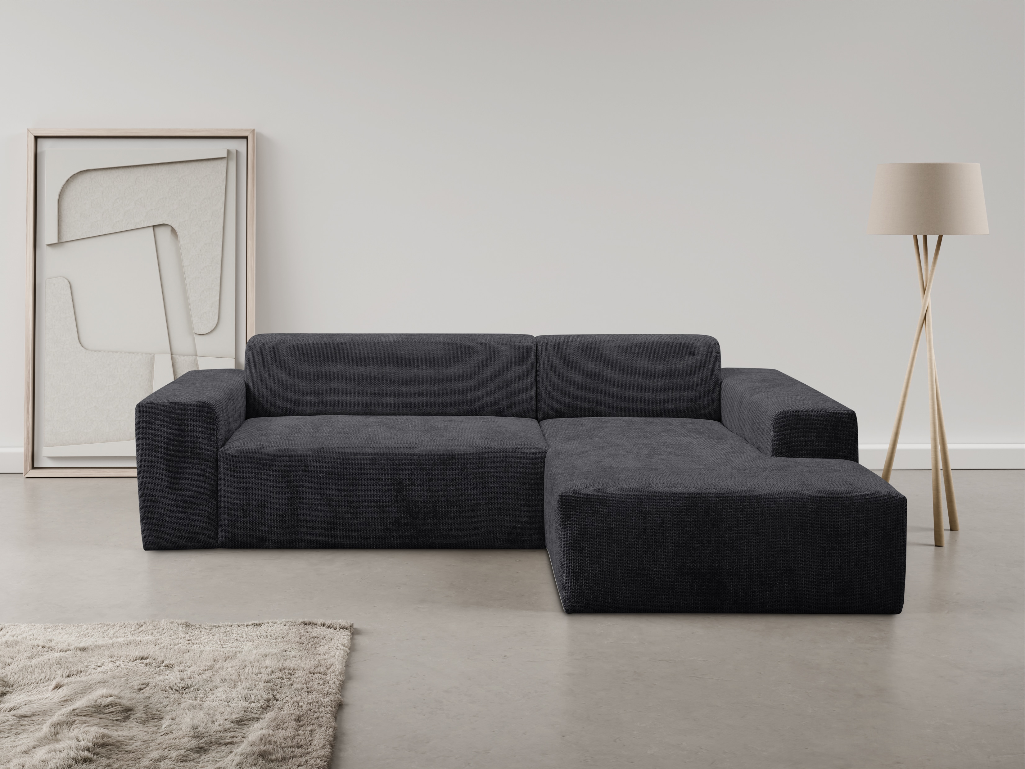Ecksofa OTTO HOME "Zeus-L modern & zeitlos, Breite 253 cm, bequemes Sofa", grau (anthrazit), B:253cm H:70cm T:188cm, 100% Polyester, Sofas, Ecksofa, Curvy Trend Ecksofa mit urbaner Optik