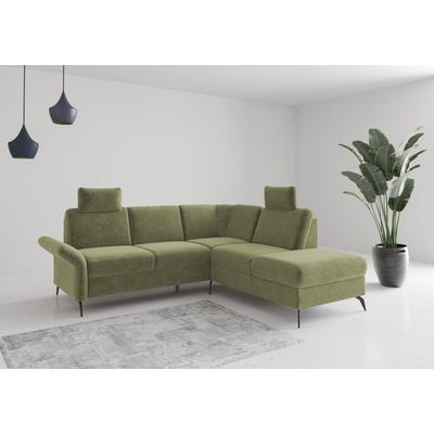 Ecksofa HOME AFFAIRE "Rochelle", grün (hellgrün), B:240cm H:93cm T:216cm, 100% Polyester, Sofas, wahlweise mit Bettfunktion, Bettkasten und Armteilverstellung Image