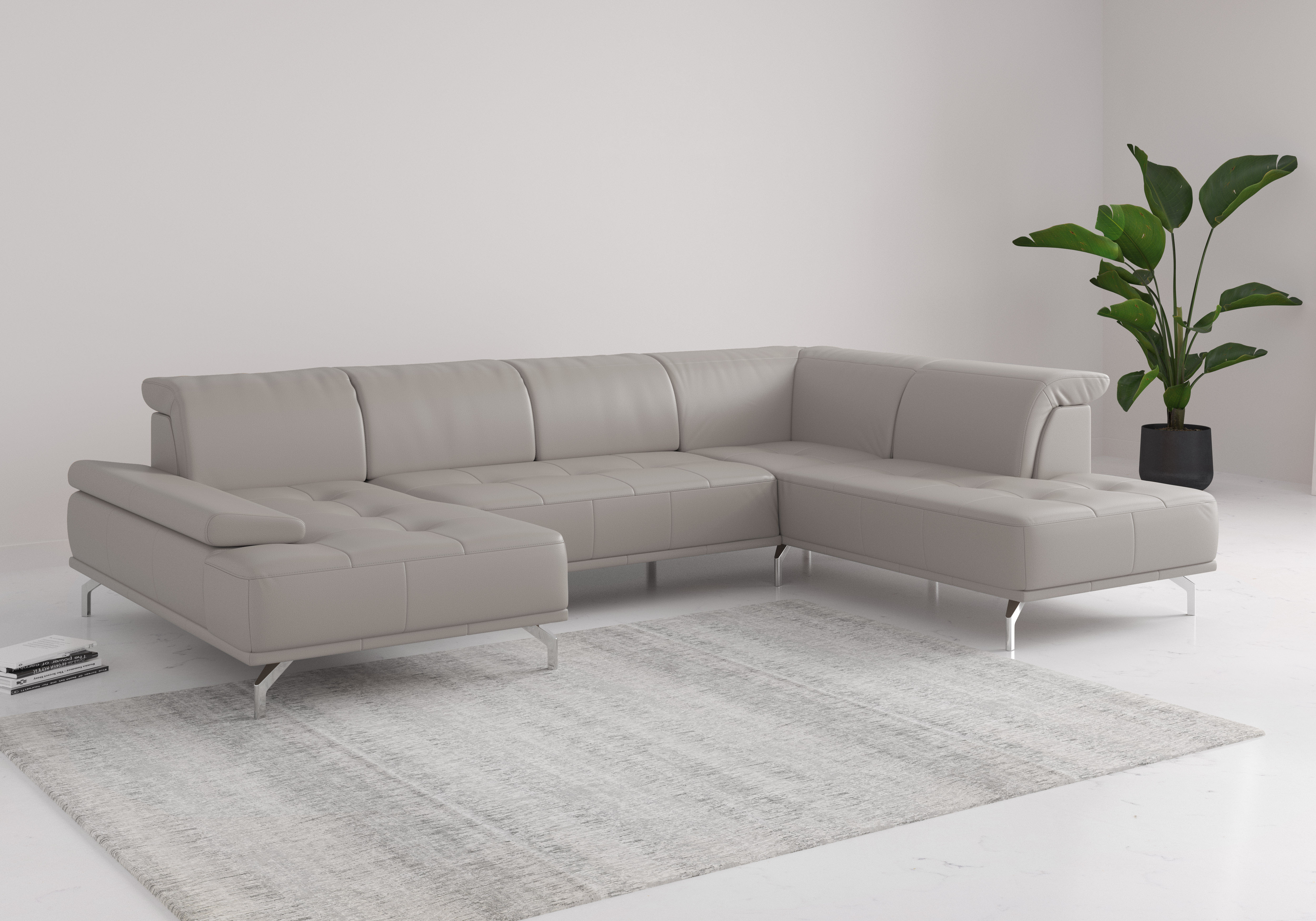 Wohnlandschaft HOME AFFAIRE "Caluna", grau (light grau), B:334cm H:81cm T:235cm, Sofas, Wohnlandschaft, Inkl.Sitztiefenverstellung, wahlweise mit Kopf- und Armteilverstellung