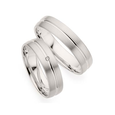 Trauring PHÖNIX "Schmuck Geschenk Silber 925 Trauring Ehering LIEBE versch. Varianten" Gr. 66, silber (silberfarben), Fingerringe, Damen, 66, 0,01 ct SI = kleine Einschlüsse mit Brillant, Silber 925 (Sterlingsilber), 5mm, Made in Germany - wahlweise... Image