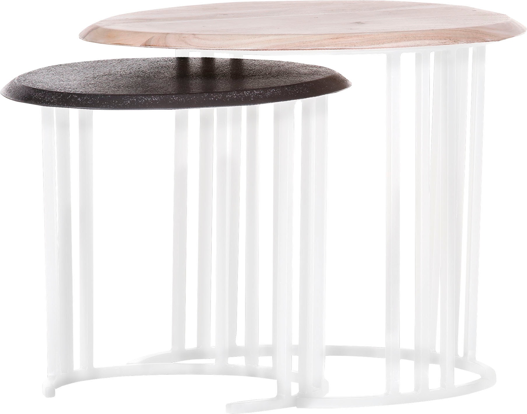 Satztisch GUTMANN FACTORY "Ivory", schwarz-weiß (schwarz, weiß, weiß, schwarz, weiß), B:55cm H:43cm T:45cm, Tische