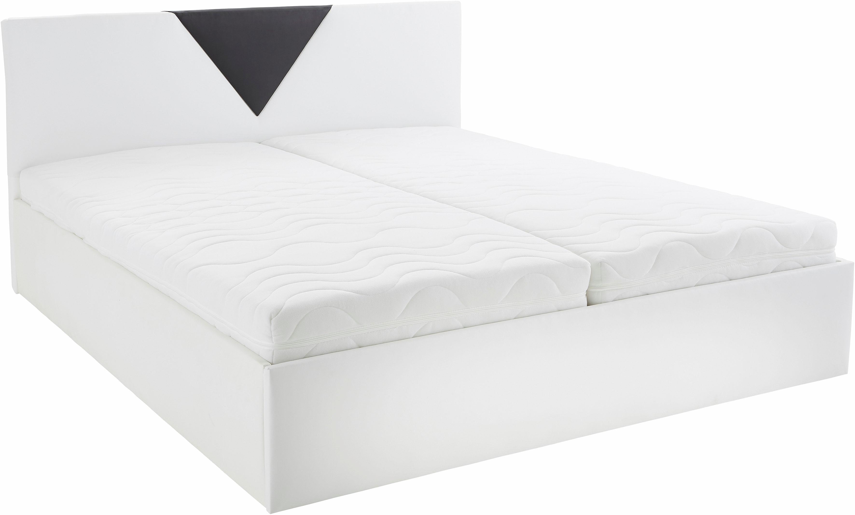 Polsterbett "Malibu", weiß (weiß, schwarz), B:172cm L:212cm, Bezug Bett: Kunstleder;Bonnell-Federkernmatratze: 51% Polypropylen, 39% Polyester und 10% Baumwolle;Kaltschaummatratze: 100% Polyester, Bezug abnehm- und waschbar bis 60C, WESTFALIA... Image