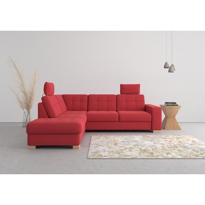 Ecksofa SIT & MORE "Quincy L-Form", rot, B:249cm H:82cm T:213cm, Sofas, wahlweise mit Bettfunktion und Bettkasten Image