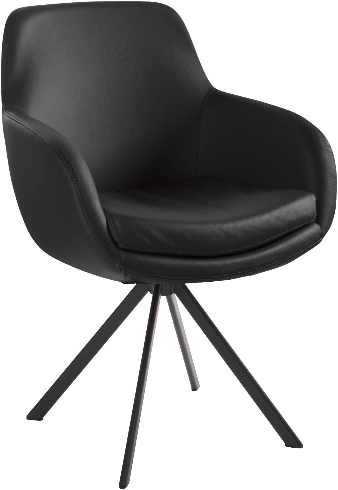 Esszimmerstuhl MUSTERRING "Tavia", schwarz (schwarz, eisen schwarz), B:62cm H:86cm T:66cm, Stühle, Stativgestell Eisen schwarz, Drehfunktion optional, diverse Farben