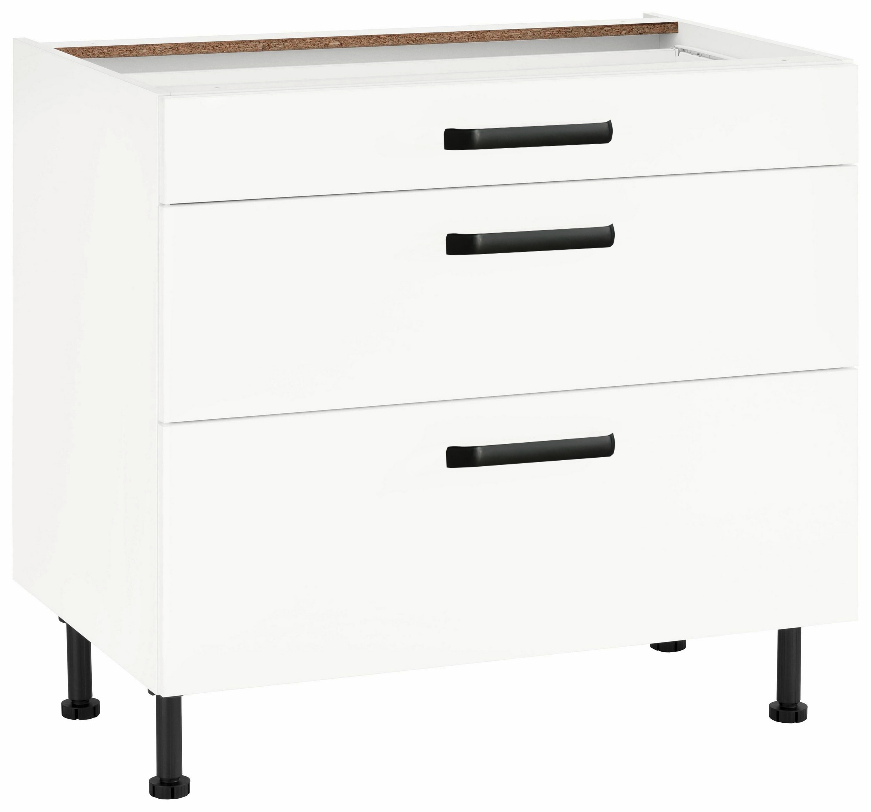 Unterschrank WIHO KÜCHEN "Simi", weiß (front und korpus: weiß), B:90cm H:86,5cm T:58cm, Schränke, Soft-Close-Funktion in Schubkästen und Auszügen, verstellbare Füße Image