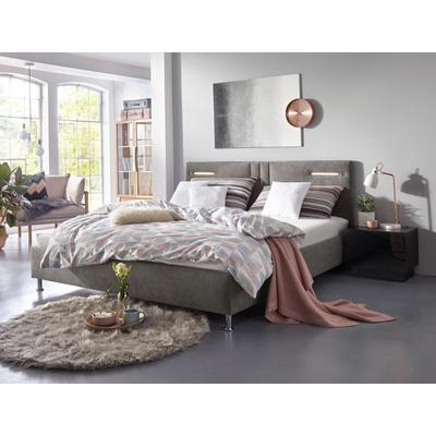 Polsterbett "Elba", beige (dunkelbeige), B:210cm L:210cm, Bezug Bett: Microfaser (100% Polyester) oder Strukturstoff (77% Polyester, 23% Viskose), Bonnell-Federkernmatratze: 51% Polypropylen, 39% Polyester und 10% Baumwolle, Kaltschaummatratze: 100%... Image