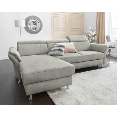 Ecksofa SIT & MORE "Avignon L-Form", grau (hellgrau), B:259cm H:97cm T:172cm, Flachgewebe (90% Polyester, 10% Polyamid), Luxus-Microfaser (100% Polyester), Struktur (100% Polyester), Sofas, Kopfteilverstellung, wahlweise mit Bettfunktion und Bettkasten Image
