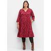A-Linien-Kleid SHEEGO "A-Linien-Kleid", Damen, Gr. 52, Normalgrößen, rot (dunkelrot, gemustert), 97% Viskose, 3% Elasthan, 3/4-Ärmel, Kleider