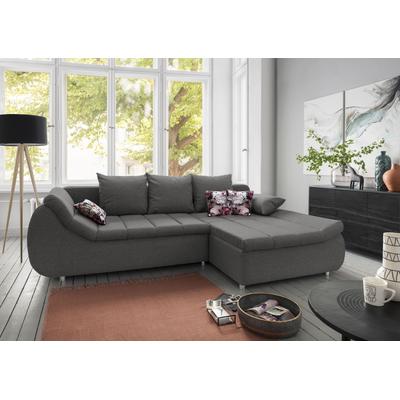 Ecksofa INOSIGN "Imola elegant und modern, aktuelle Steppung im Sitz, bequem, L-Form", grau (anthrazit), B:270cm H:90cm T:170cm, 100% Polyester, Sofas, auch mit Bettfunktion und Bettkasten Image