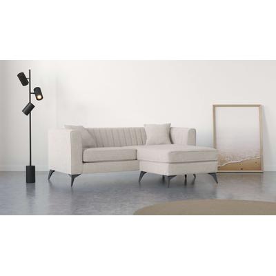 Ecksofa PLACES OF STYLE "MATTHEW L-Form ideal für kleine Räume, Maße B/T/H: 201/162/74 cm", beige (creme), B:201cm H:74cm T:162cm, 100% Polyester, Sofas, elegantes Designsofa, feine Steppung im Rücken, incl. Zierkissen Image