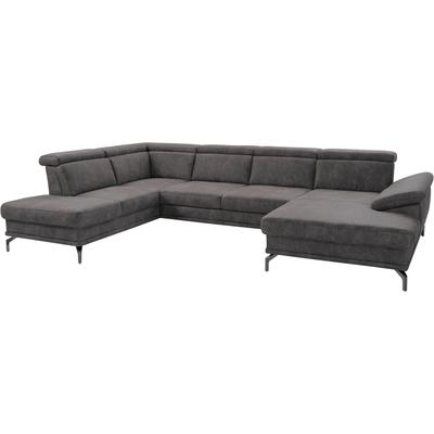 Wohnlandschaft SIT & MORE "Scorpio U-Form", grau (anthrazit), B:353cm H:85cm T:236cm, Sofas, inklusive Sitztiefenverstellung, mit Kopf- und Armteilverstellung Image