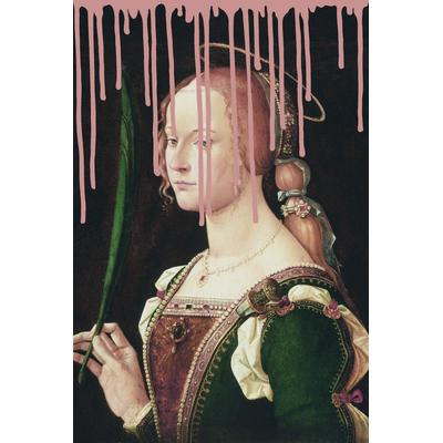 Acrylglasbild QUEENCE "Frau mit Farbklecks", grün (farbe bild(er): grün), B:80cm H:120cm T:2,4cm, Bilder, Fine Art-Print in Galeriequalität Image