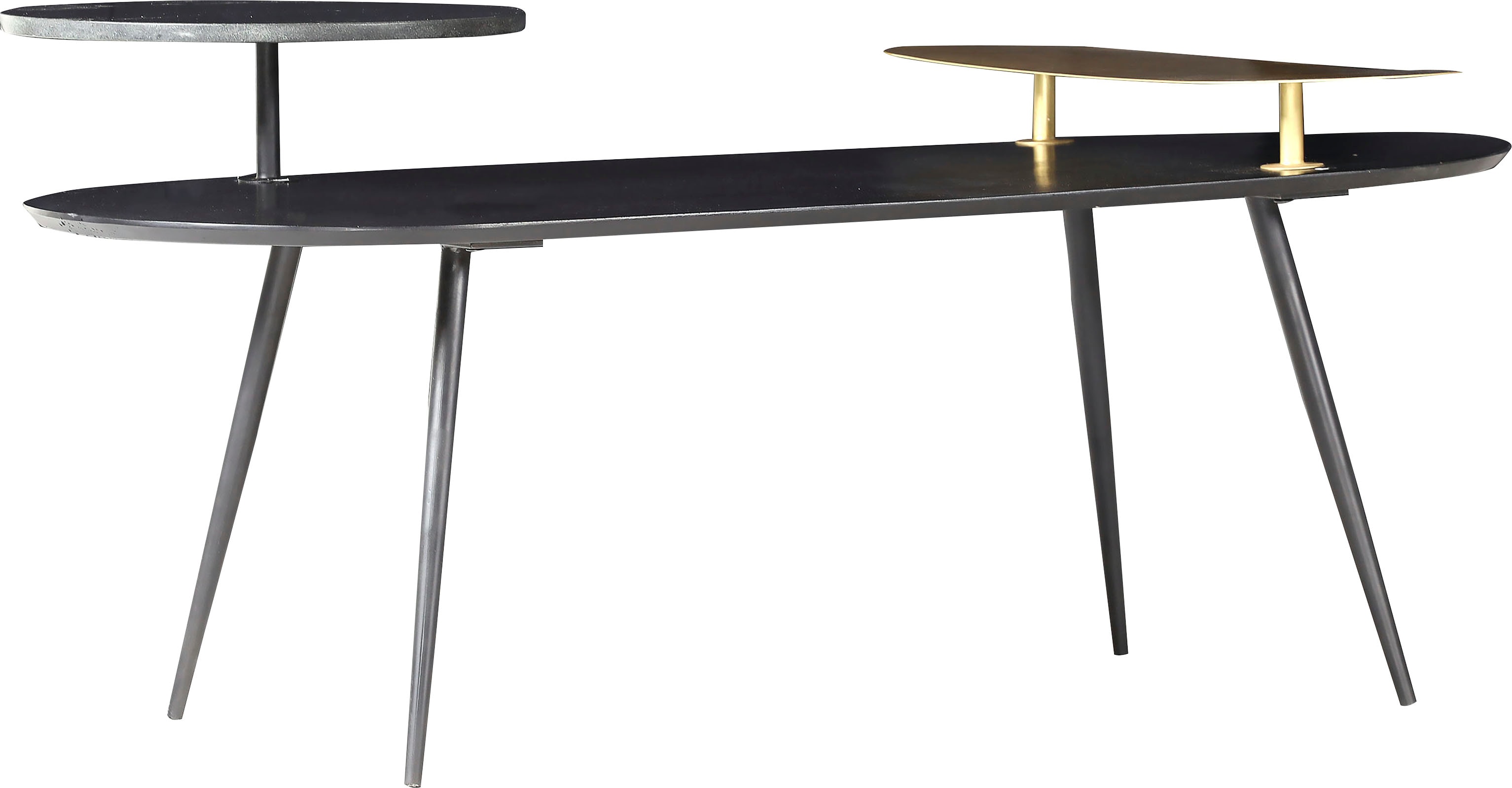 Couchtisch GUTMANN FACTORY "Grace", schwarz (schwarz, schwarz, schwarz, gold), B:132cm H:59cm T:72cm, Tische, Couchtisch Runde Couchtische