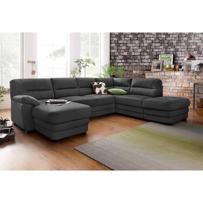 Wohnlandschaft COTTA "Royale U-Form", schwarz, B:316cm H:90cm T:93cm, Luxus-Kunstleder, frei im Raum stellbar, Luxus-Microfaser (100% Polyester), frei im Raum stellbar, NaturLEDER (echtes Rindsleder) in Sitz und Rücken. Die Rückseiten sind mit... Image