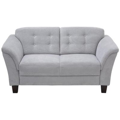 2-Sitzer HOME AFFAIRE "Trondheim", silber, B:166cm H:89cm T:90cm, Struktur fein (100% Polyester), Flachgewebe (100% Polyester), Luxus-Microfaser (90% Polyester, 10% Polyamid), Sofas, mit Federkern, Knopfheftung im Rücken, Füße Buche Image