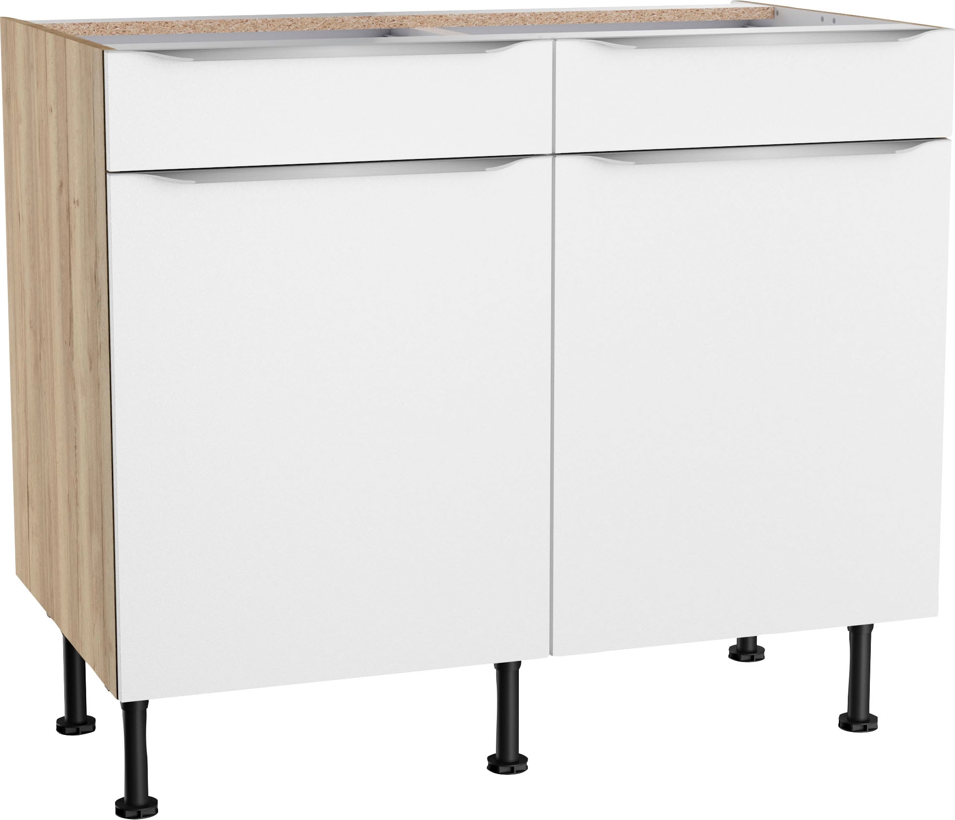 Unterschrank KOCHSTATION "KS-Aken", weiß (weiß, wildeiche nachbildung), B:100cm H:87cm T:58,4cm, Schränke, Küchenunterschrank Image