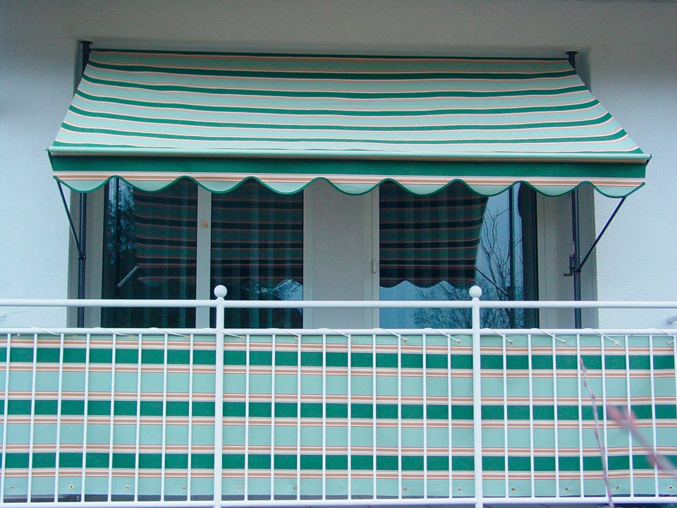 Klemmmarkise, beige (beige, grün), B:200cm, Polyacryl, ANGERER FREIZEITMÖBEL, Markisen, grün-beige, Ausfall: 150 cm, versch. Breiten