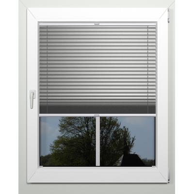 Plissee INDEKO "Thermo-Deluxe", grau (grau, metallfarben, weiß, weiß), B:70cm H:220cm, Obermaterial: 94% Polyester, 6% sonstige Fasern, Plissees, zur Montage in der Glasleiste, nach Maß Image