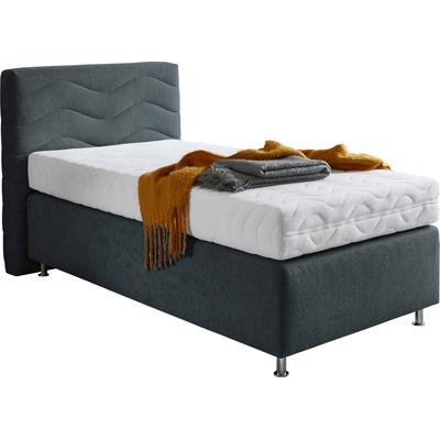 Boxspringbett "Sigma", grau (charcoal), B:135cm L:210cm, Bezug Bett: Microvelours (100% Polyester) oder Feinstruktur (100% Polyester), Bezug Bonnell-Federkernmatratze: 100% Polyester, Bezug Kaltschaummatratze: 100% Polyester, Bezug... Image