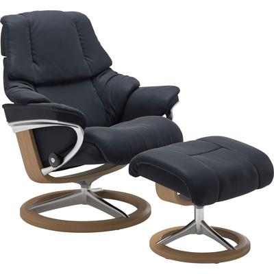 Relaxsessel STRESSLESS "Reno", blau (shadow blau paloma), B:79cm H:99cm T:75cm, Leder BATICK: BATICK ist ein leicht korrigiertes, durchgefärbtes und genarbtes Möbelleder, bei dem die meisten Unebenheiten und Spuren in der Regel entfernt wurden.,... Image
