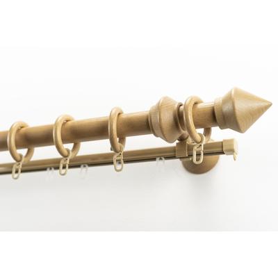 Gardinenstange GARESA "Palmo", beige (natur), L:250cm Ø:28mm, Holzwerkstoff, Gardinenstangen, Vorhanggarnitur aus Holz, verlängerbar, mit Ringe/2 Lauf Gleiter Image