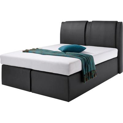 Boxspringbett, schwarz, Liegefläche B/L: 180cm x 200cm, H2, 5-Zonen-Tonnentaschen-Federkernmatratze, Bonnell- Federkernmatratze: Bezug obere Matratze: 80% Baumwolle, 20% Polyester, 7-Zonen-Kaltschaummatratze: Bezug obere Matratze: 80% Baumwolle, 20%... Image