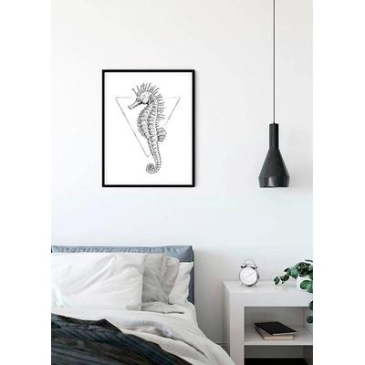 Bild KOMAR "Sea Horse White", silber (farbe bild(er): silberfarben), B:40cm H:50cm, Papier, Holz, Bilder, Wandbild zur Dekoration - ohne Rahmen Image